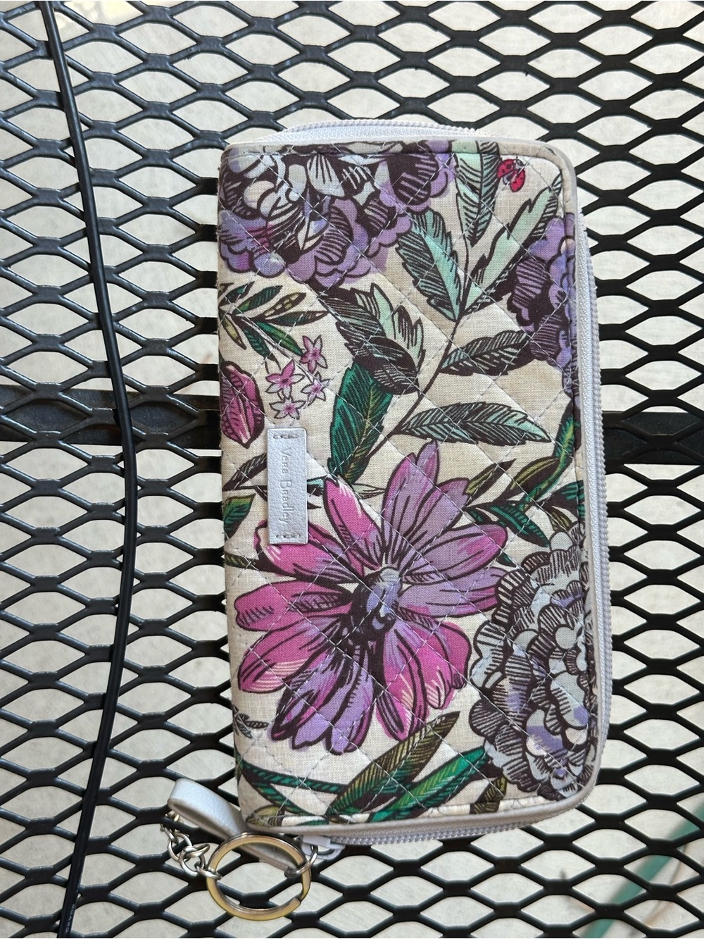 Vera Bradley Quilted Floral Zip Wallet in Cream, Pink, Purple, Green